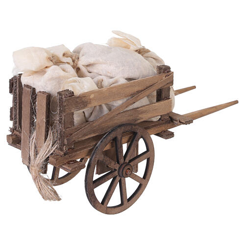 Charrette rustique en bois avec sacs en tissu 10x17x6 cm crèche napolitaine 12 cm 5