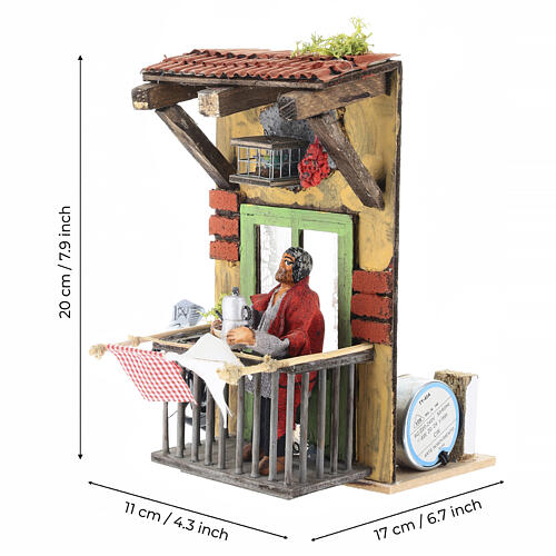 Bevitore caffè al bancone 20x10x17 cm movimento presepe napoletano 10 cm 2