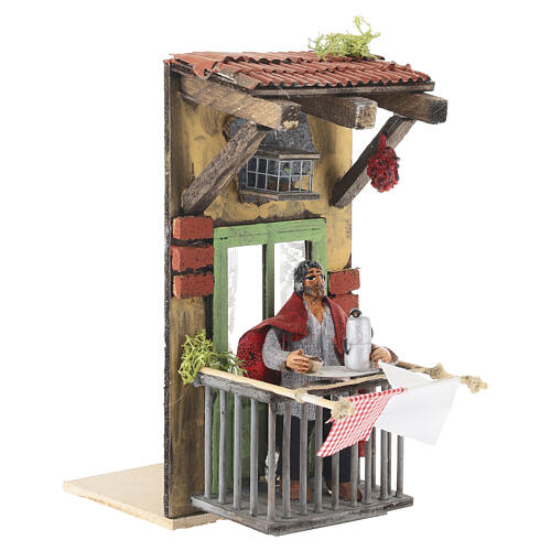 Bevitore caffè al bancone 20x10x17 cm movimento presepe napoletano 10 cm 3