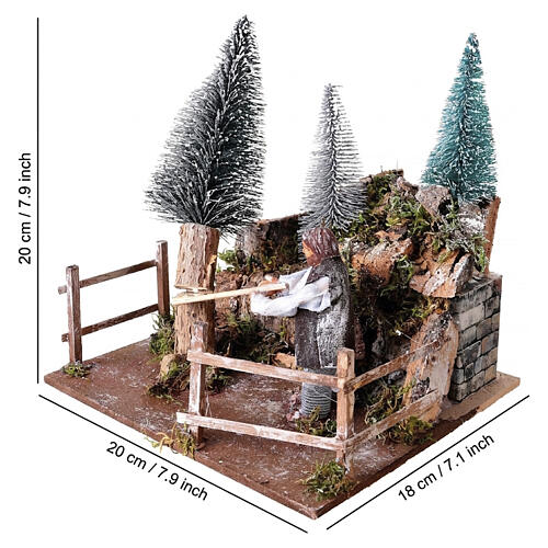 Animated woodcutter, 20x20x18 cm, for 10 cm Neapolitan Nativity Scene 2