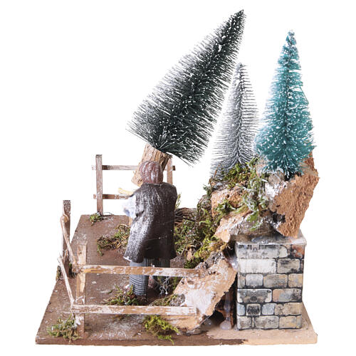 Animated woodcutter, 20x20x18 cm, for 10 cm Neapolitan Nativity Scene 4