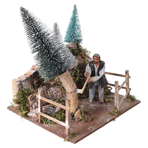 Bûcheron 20x20x18 cm mouvement crèche napolitaine 10 cm 3