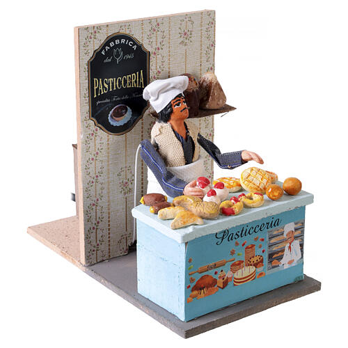 Pâtissier 10x7x15 cm mouvement crèche napolitaine 10 cm 3