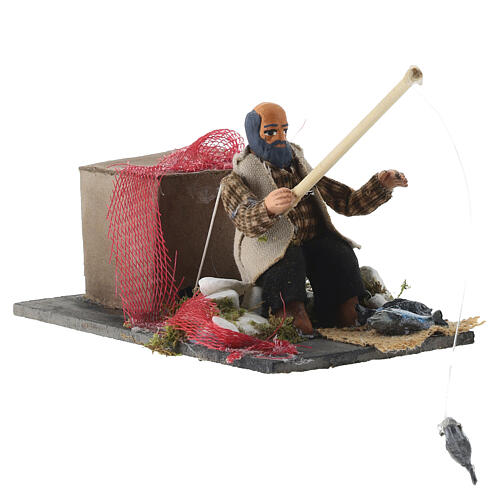 Moving fisherman for 10 cm Neapolitan Nativity Scene, 10x9x15 cm 3