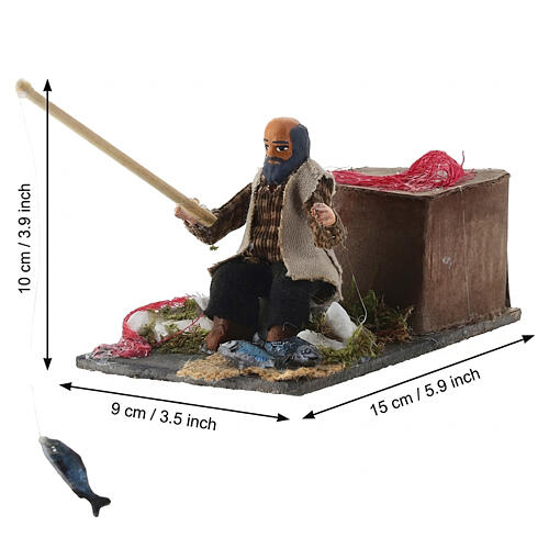 Pescador em movimento 10x9x15 cm para presépio napolitano 10 cm 2