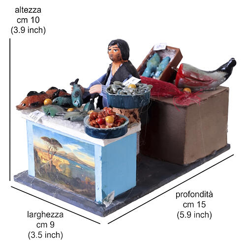 Animated fishmonger, 10x10x15 cm, for 10-12 cm Neapolitan Nativity Scene 2