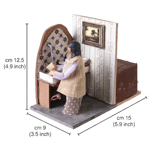 Donna che lava i piatti 10x7x15 cm movimento presepe napoletano 8-10 cm 2
