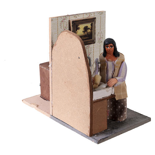 Mulher lavando pratos 10x7x15 cm movimento presépio napolitano 8-10 cm 3