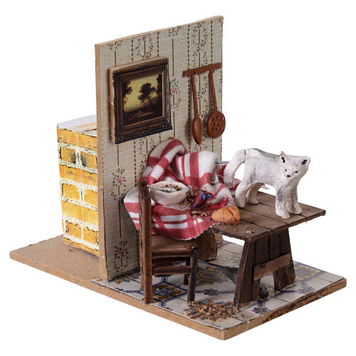 Gatto con topo doppio movimento 10x9x15 cm presepe napoletano 8-10 cm 3