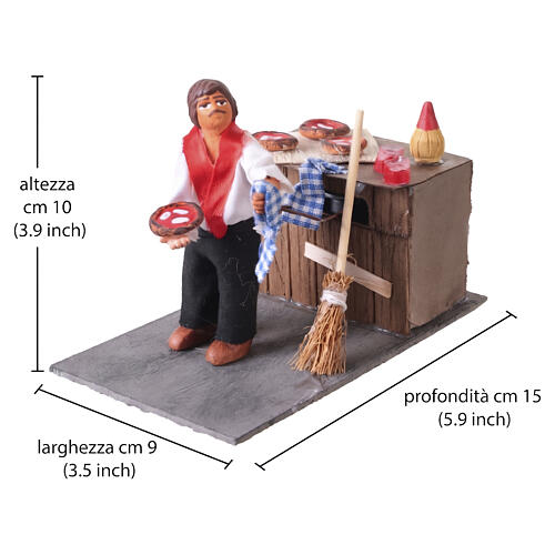 Oste con pizza 10x10x15 cm movimento presepe napoletano 10 cm 2
