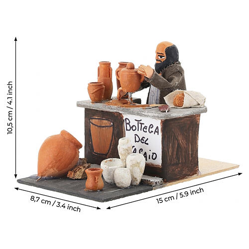 Banco del vasaio 10x10x15 cm movimento presepe napoletano 10 cm 2