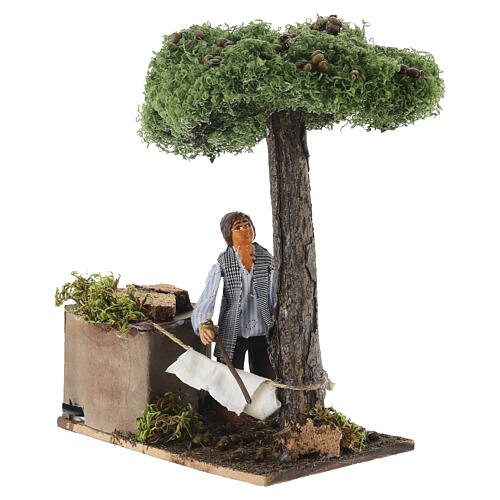 Man collecting olives for 10 cm Neapolitan Nativity Scene, 20x15x7 cm 3