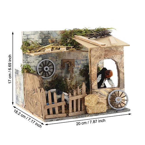 Stableman with cow, moving, Neapolitan Nativity Scene 17x20x17 cm for 8-10 cm figures 2