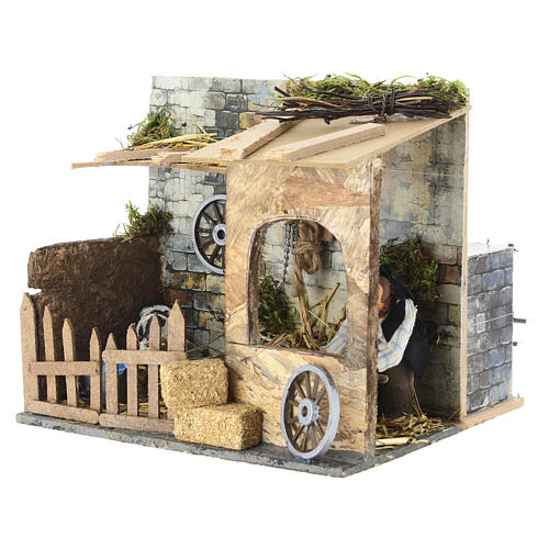 Stableman with cow, moving, Neapolitan Nativity Scene 17x20x17 cm for 8-10 cm figures 4