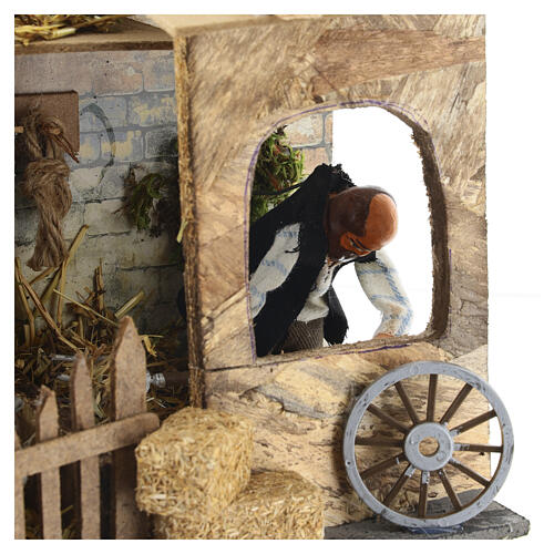 Stableman with cow, moving, Neapolitan Nativity Scene 17x20x17 cm for 8-10 cm figures 6