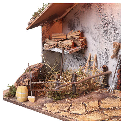 Cabane avec mangeoire 40x50x25 cm crèche napolitaine 10-12 cm 3