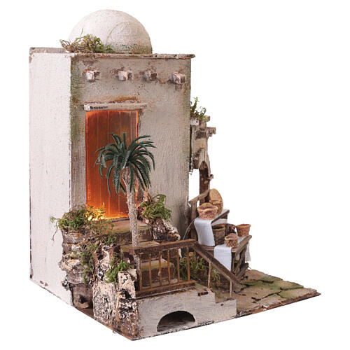 Arab house with artisan workshops, 30x25x25 cm, for 10-12 cm Neapolitan Nativity Scene 3