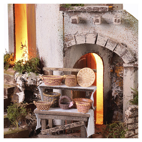 Maison en style arabe 30x25x25 cm avec métiers pour crèche napolitaine 10-12 cm 3