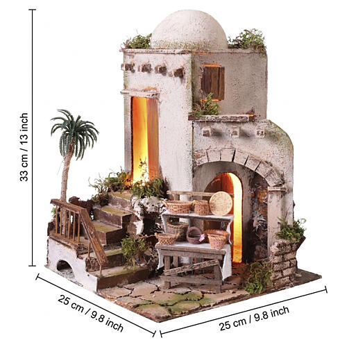Casa araba 30x25x25 cm con mestieri presepe napoletano 10-12 cm 2
