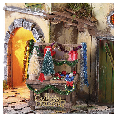 Case stile 700 con bancarella 37x25x25 cm presepe napoletano 8-10 cm 3