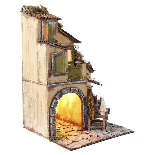 Casas estilo séc. XVIII com banca 37x25x25 cm presépio napolitano 8-10 cm 4