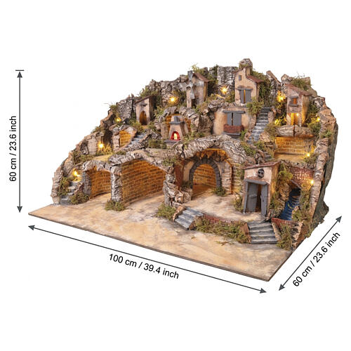 Village pour crèche napolitaine 10 cm avec four et fontaine 60x100x60 cm 2