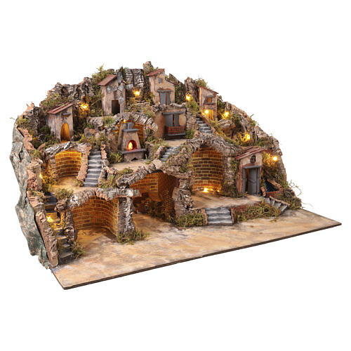 Neapolitan nativity village with oven and fountain 60x100x60 cm for 10 cm figures 4
