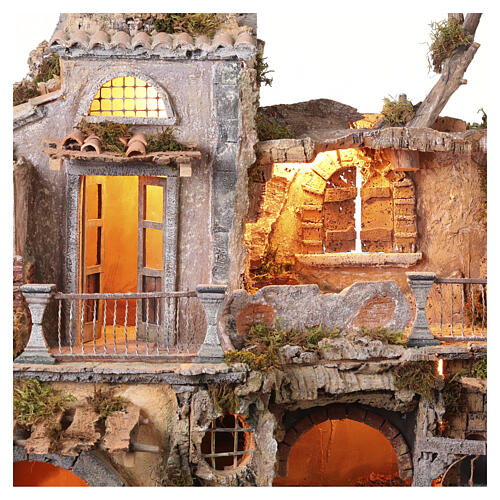 Scenografia quartiere stile 700 con fontana 87x95x47 cm presepe napoletano 10 cm  6