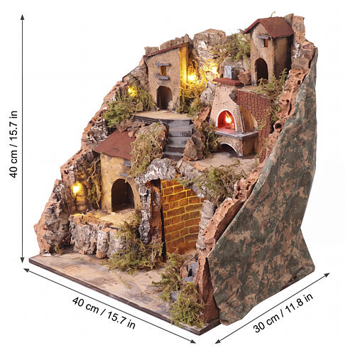 Scenografia con forno e scala 40x40x30 cm presepe napoletano 6-8 cm 2