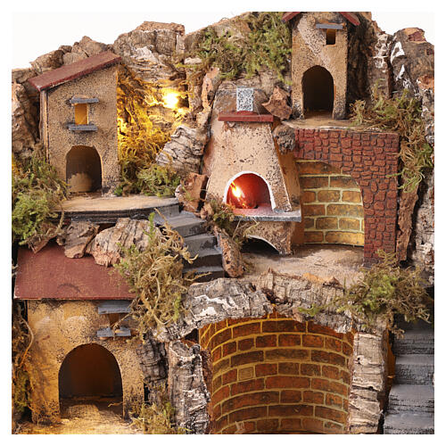 Scenografia con forno e scala 40x40x30 cm presepe napoletano 6-8 cm 3