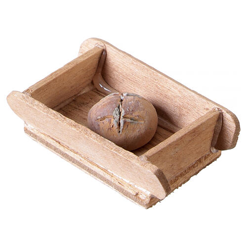 2er-Set flache Brotkörbe mit dunklem Brot 1x3x3 cm für neapolitanische Krippe mit 8-10 cm Figuren 3