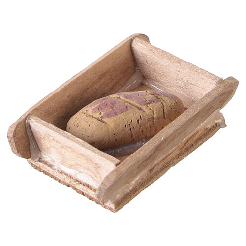2er-Set flache Brotkörbe mit dunklem Brot 1x3x3 cm für neapolitanische Krippe mit 8-10 cm Figuren 4