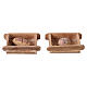 2er-Set flache Brotkörbe mit dunklem Brot 1x3x3 cm für neapolitanische Krippe mit 8-10 cm Figuren s1