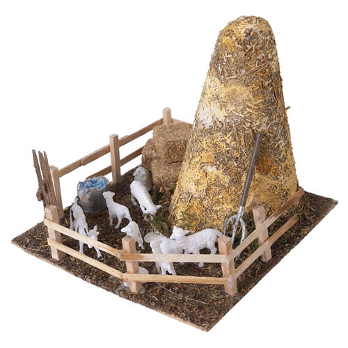 Fienile con recinto 15x15x15 cm presepe napoletano 6-8 cm 2