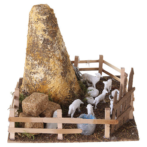 Fienile con recinto 15x15x15 cm presepe napoletano 6-8 cm 4