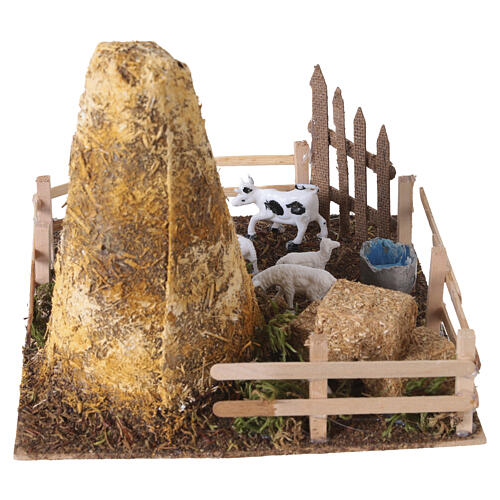 Fienile con recinto 15x15x15 cm presepe napoletano 6-8 cm 5