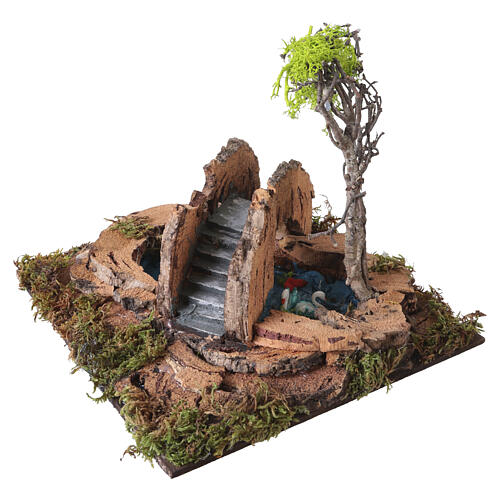 Cenário lagoa grande 20x20x20 cm presépio napolitano 8 cm 4