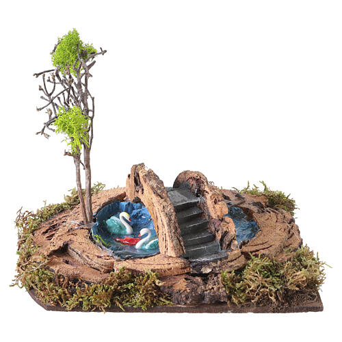 Small pond scene for Neapolitan Nativity Scene, 10x20x17 cm, for 8 cm figures 5