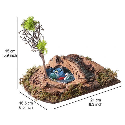 Scena laghetto piccola 10x20x17 cm presepe napoletano 8 cm 2