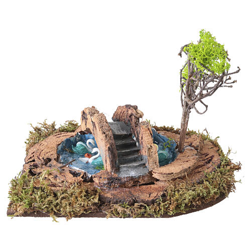 Scena laghetto piccola 10x20x17 cm presepe napoletano 8 cm 6