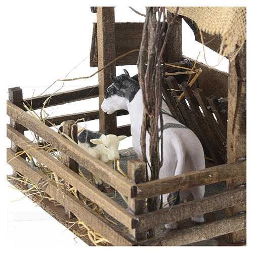 Recinto mucca e vitello 15x17x15 cm presepe napoletano 10 cm 3