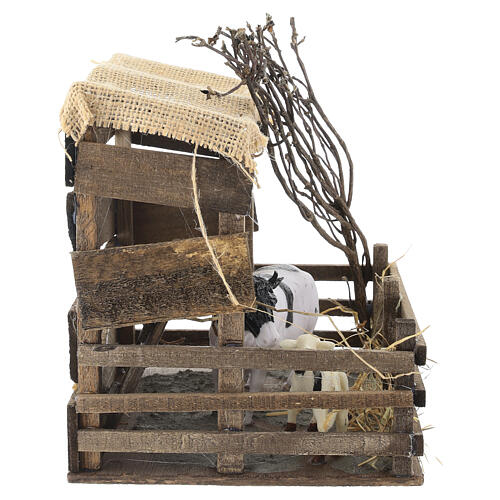 Recinto mucca e vitello 15x17x15 cm presepe napoletano 10 cm 6