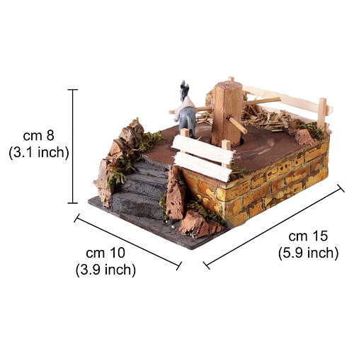 Macina piccola con asino 7x10x15 cm movimento presepe napoletano 8-10 cm 2