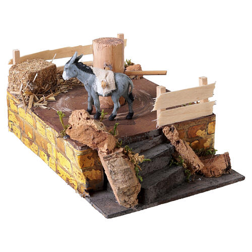 Macina piccola con asino 7x10x15 cm movimento presepe napoletano 8-10 cm 3
