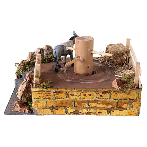 Macina piccola con asino 7x10x15 cm movimento presepe napoletano 8-10 cm 4