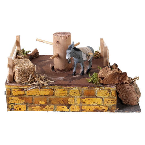 Macina piccola con asino 7x10x15 cm movimento presepe napoletano 8-10 cm 5