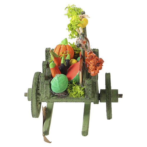 Carro com legumes 7x7x10 cm para presépio napolitano de 8-10 cm 4