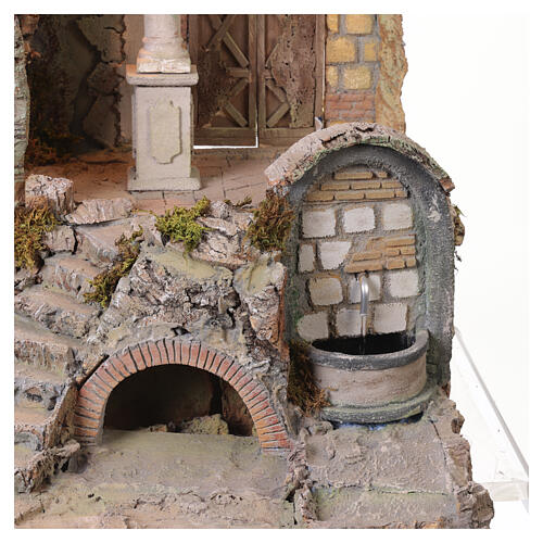 Ingresso casa con portico finestrato 75x57x50 cm stile 700 presepe napoletano 16-18 cm 3