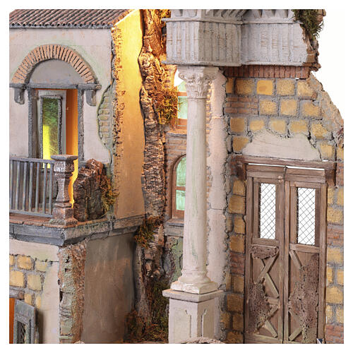 Ingresso casa con portico finestrato 75x57x50 cm stile 700 presepe napoletano 16-18 cm 5