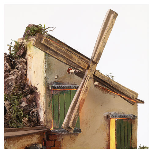Mulino con carro e stalla 40x40x30 cm presepe napoletano 10-12 cm 5